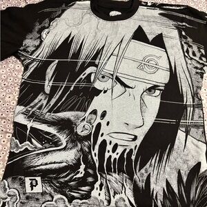 Primitive X Naruto Black and Gray Anime Graphic Tee